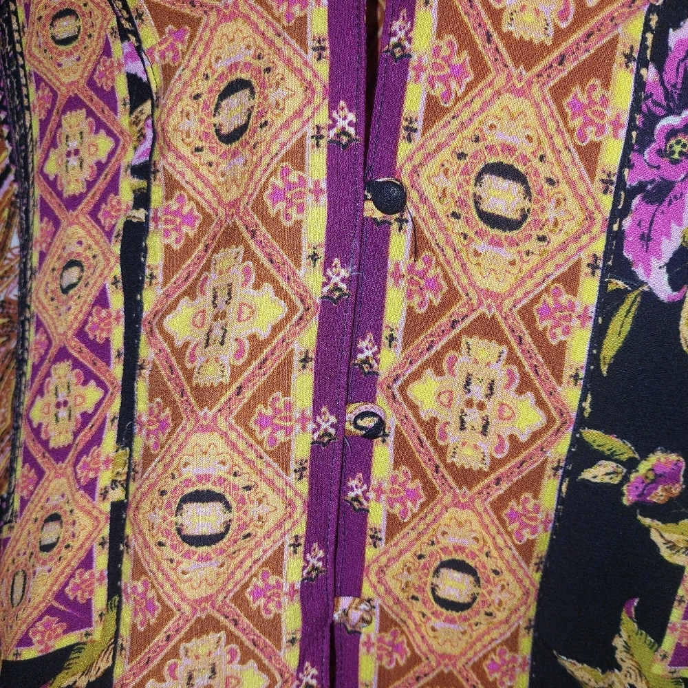Free People Paisley and Geometric Blouse - Orange and Pink - Picture 8 of 8